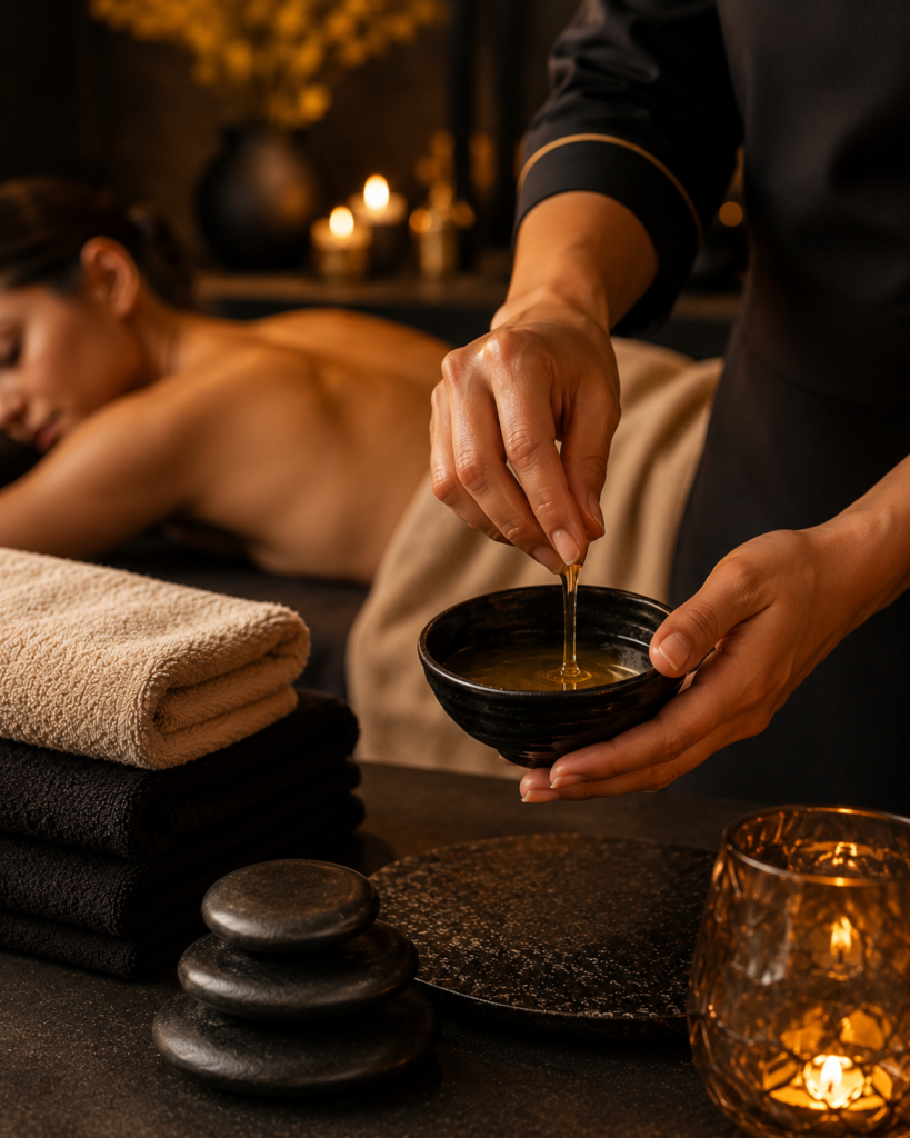 Masaje Nuru en Madrid con gel sensorial en ambiente premium